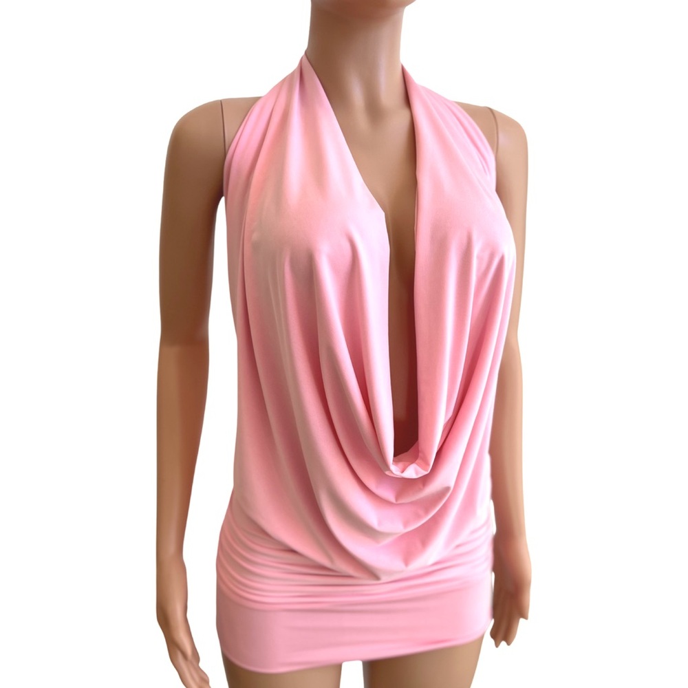 Bubblegum Pink Backless Drape Halter - HandMade In USA
